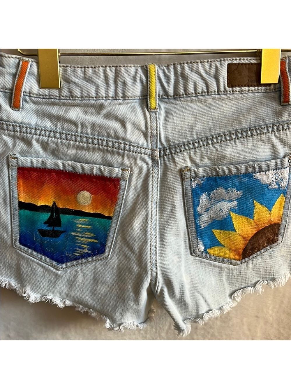 Original art Garage Blue Jean Shorts Distressed Cut-Off Style